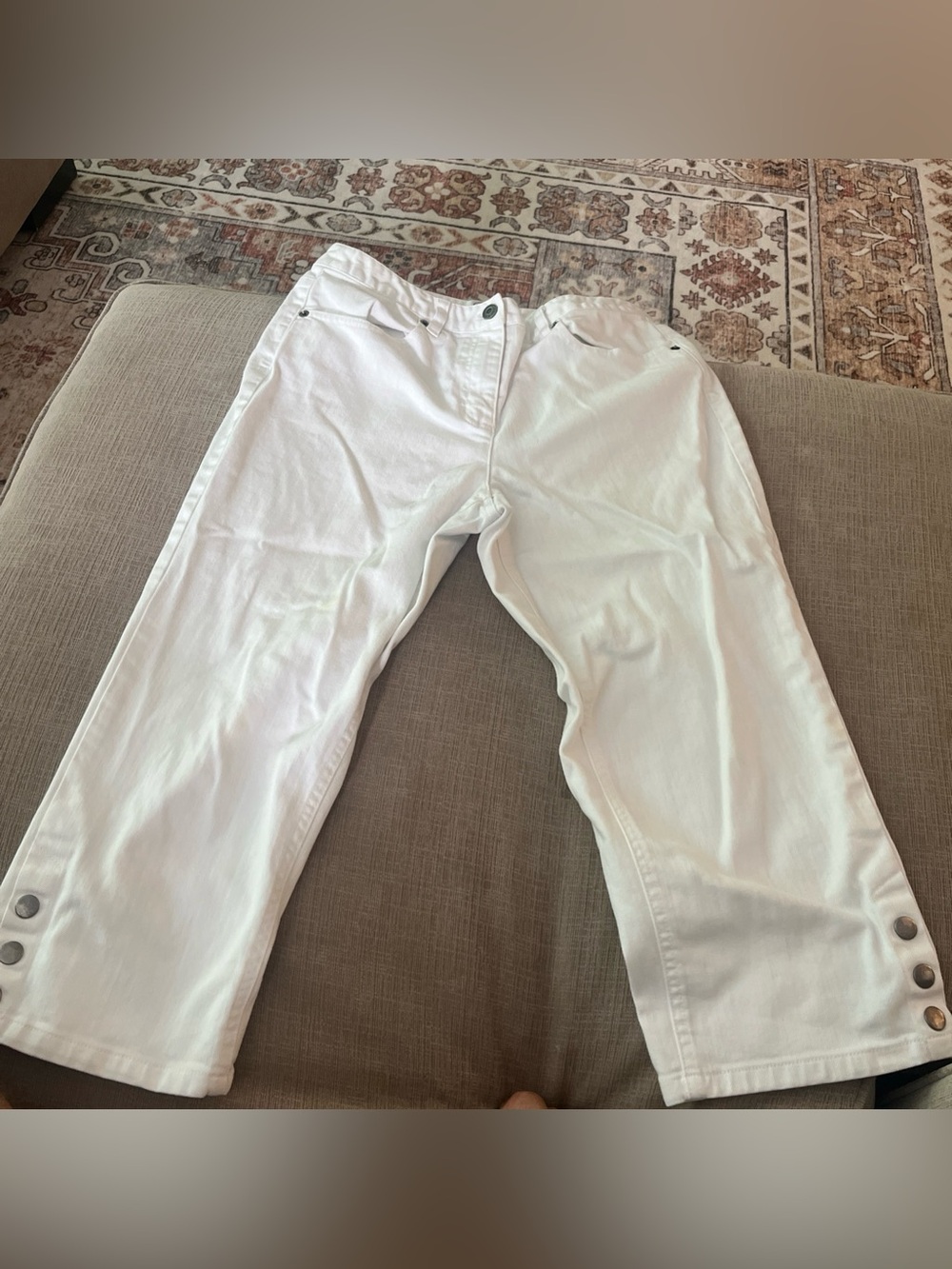 TALBOTS Stretch Straight Crop Jeans Pants Denim Stretch White Women Petite 6